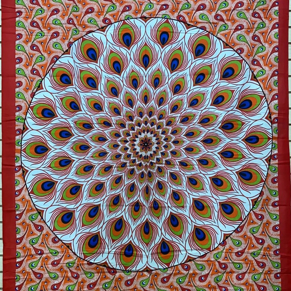 Peacock Feather Mandala Tapestry